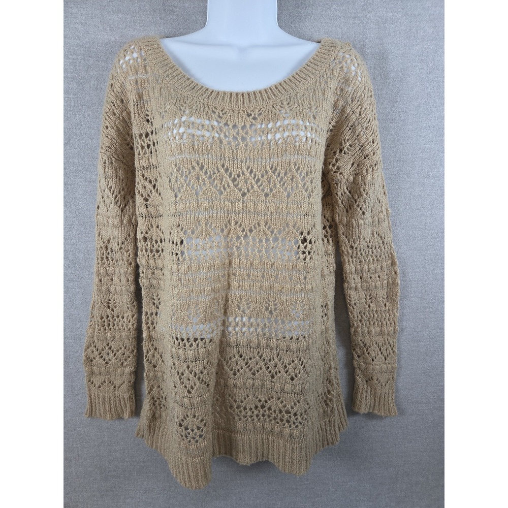 Charlotte Russe Sweater Dress Tunic M Open Knit Crochet Boho Festival Retro Y2K